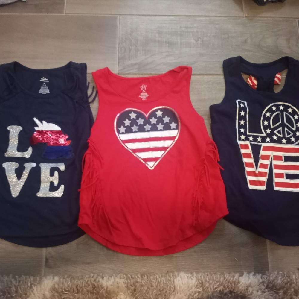 Girls size 7 4th of July American theme tank tops
